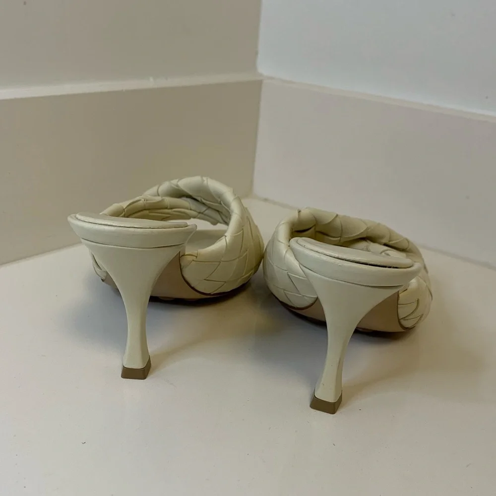 Bottega Veneta Blink Woven Leather Mule Sandal Heel Ivory NWT Size 36 - Picture 5 of 10